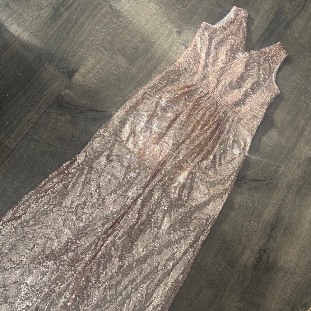 Stunning Rose Gold Sequin Prom Dress